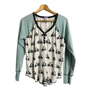 P.J. Salvage Mint and Cream Scooter Pajama Top